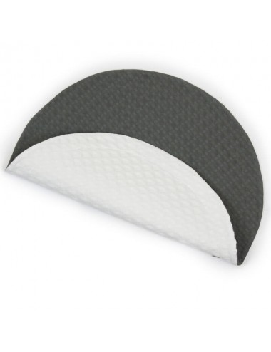 Set of 2 round double-sided placemats in waffle weave grey/white
