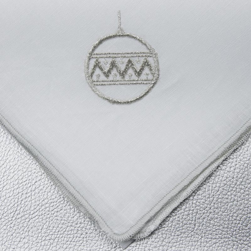 Set of 6 napkins in pure linen with Christmas embroidery