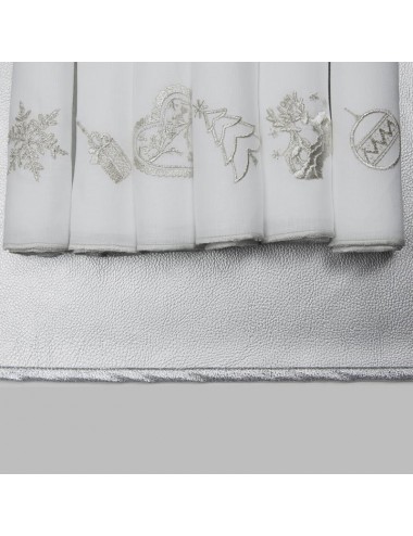 Set of 6 napkins in pure linen with Christmas embroidery