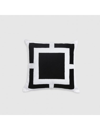 Cuscino in cotone bianco con doppia cornice nera