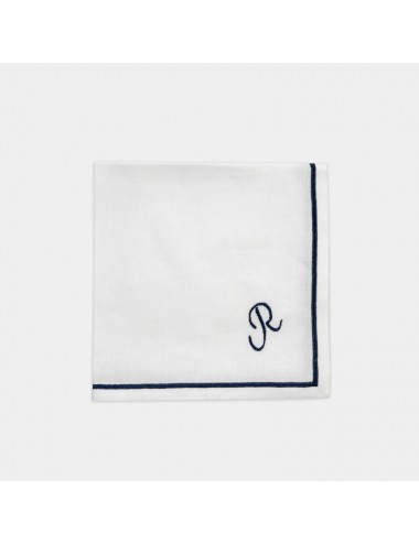White linen and cotton napkin with embroidery