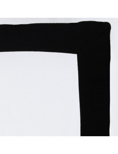 Cuscino in cotone nero con banda bianca