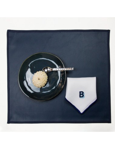 Blu rectangular placemat in elegant imitation leather
