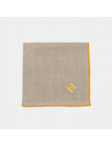 Rope-colored pure linen napkin with embroidery