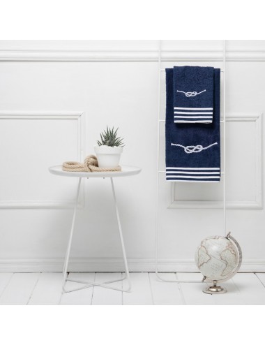 Pair of terry towels with nautical knot embroidery