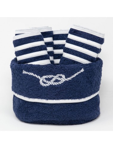 Terry cloth basket with nautical knot embroidery