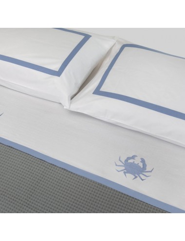 Percale set of sheets with crab embroidery