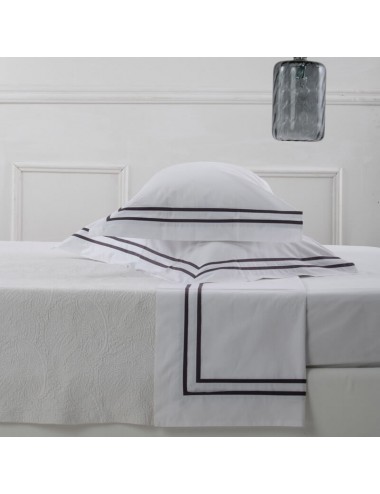 Percale set of sheets with double riveting