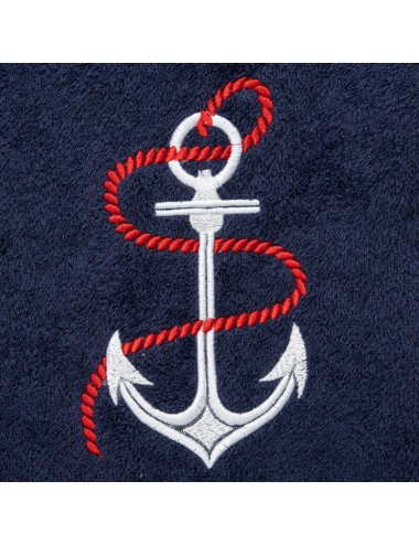 Terry cloth beach towel with anchor embroidery