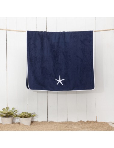 Terry cloth beach towel with a white starfish embroidery