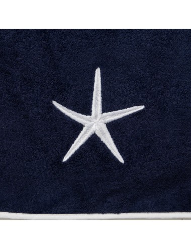Terry cloth beach towel with a white starfish embroidery